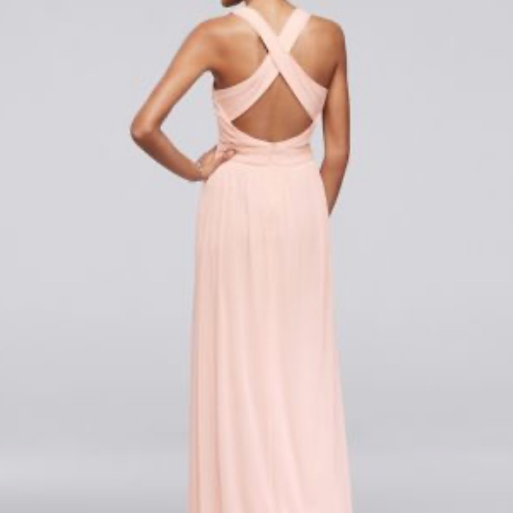 Mesh Bridesmaids Dress with Crisscross Back